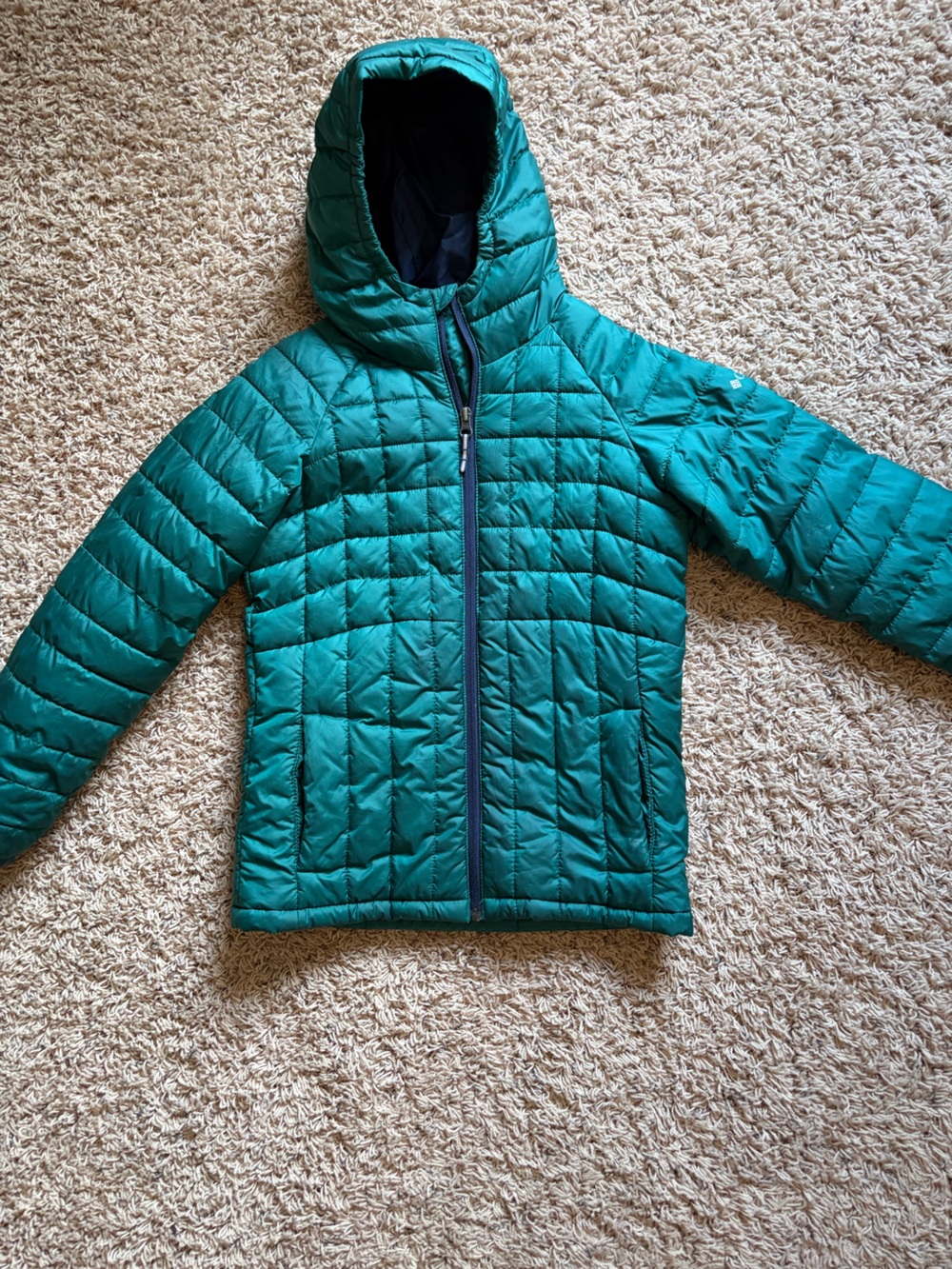 Kids Medium (10-12) Columbia Green Quilted Puffer Hooded Jacket